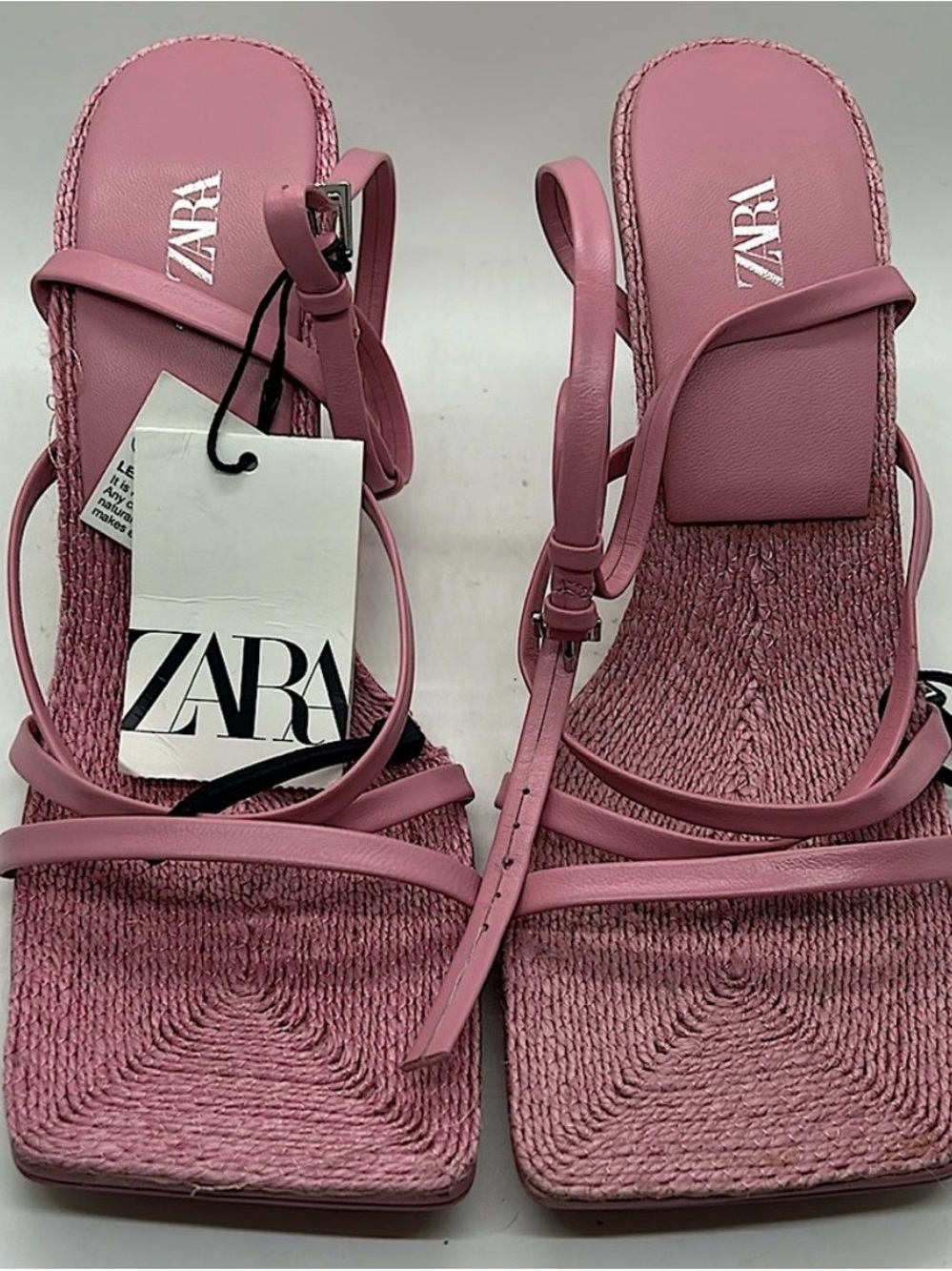 ZARA Mauve Strap Square-Toe Woven Sandals - Picture 1 of 5
